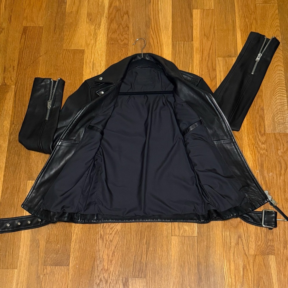 ALL SAINTS Classic Black Leather Motorcycle Jacket - XS - Picture 6 of 7